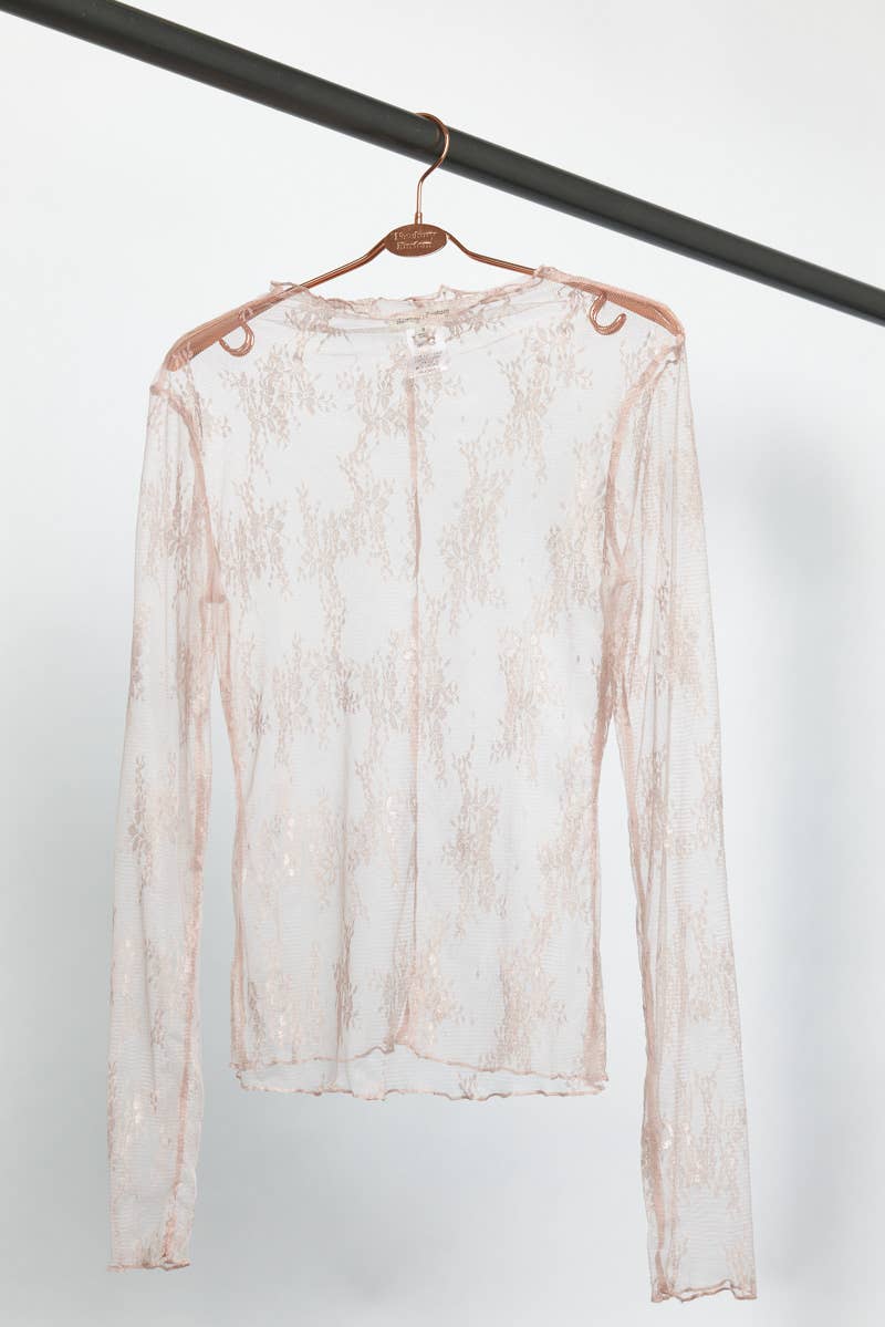 Long Sleeve Sheer Lace Mesh Top