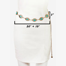 Load image into Gallery viewer, Floral Turquoise Concho Disc Chain Belt
