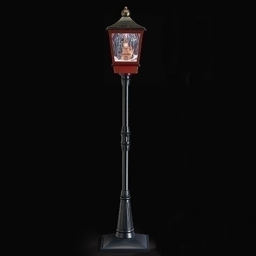 Snowing Mountain Train Lamp Post