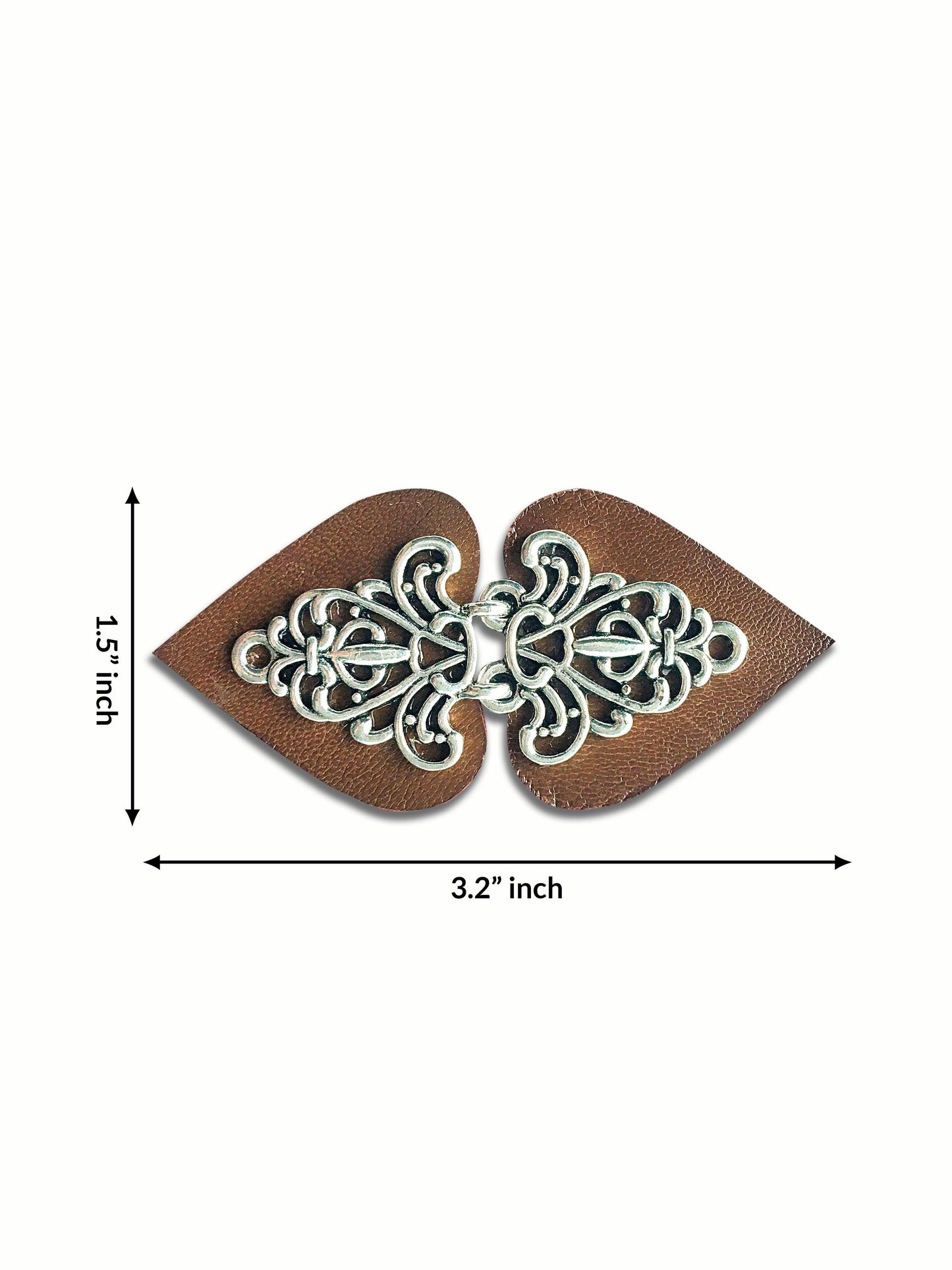 Payton- Silver on Brown Leather Clothing Clasp