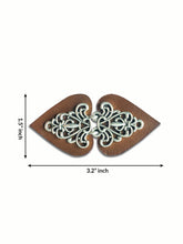 Load image into Gallery viewer, Payton- Silver on Brown Leather Clothing Clasp
