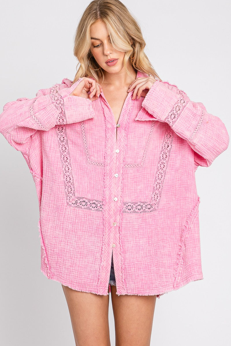 Mineral Wash Button Down Top