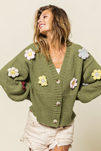 Load image into Gallery viewer, Flower Crochet Patches Sweater Cardigan
