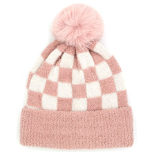 Load image into Gallery viewer, Checkered PomPom Beanie
