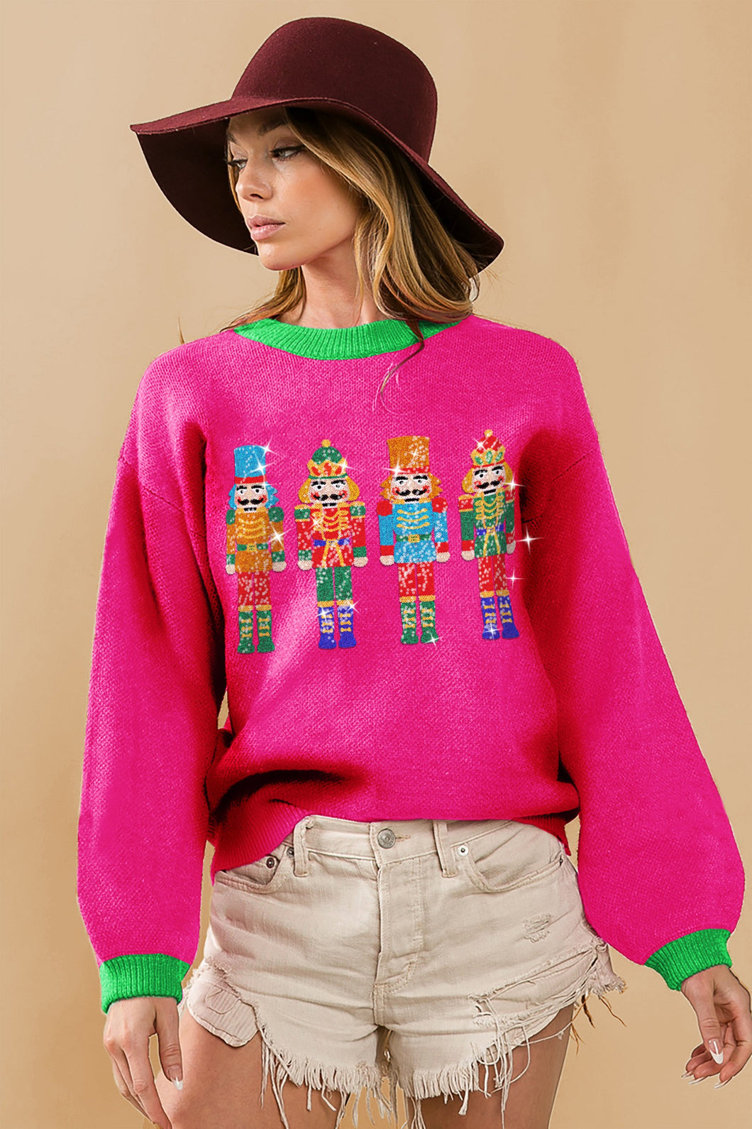 NUTCRACKERS EMBROIDERY CHRISTMAS SWEATER PULLOVER