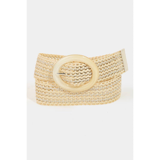Intricate Mesh Braid Oval Hoop Buckle Belt