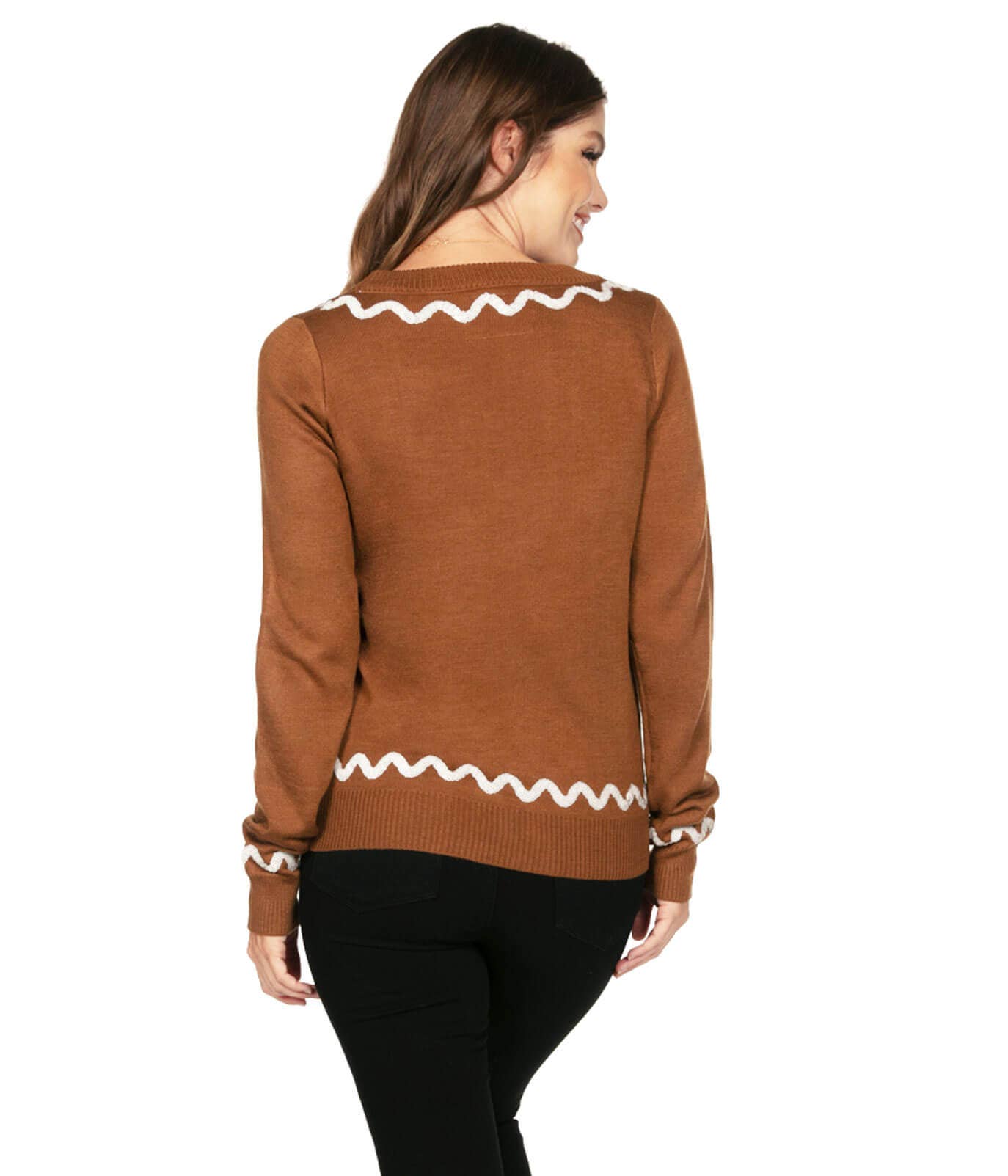 Gingerbread Man Women's Ugly Christmas Cardigan Sweater
