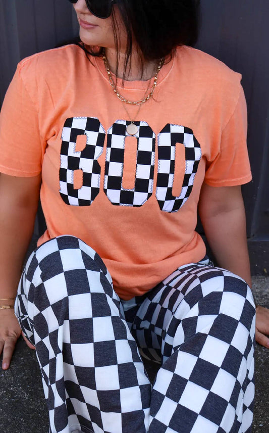 Boo Halloween Checkerboard Short Sleeve
