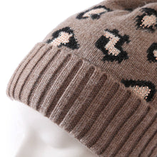 Load image into Gallery viewer, Leopard Wool Hat &amp; Gloves Set
