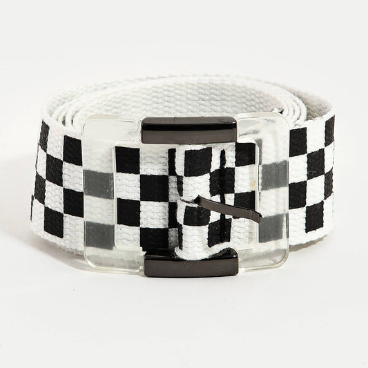 Black White Checkered Fashion Belt