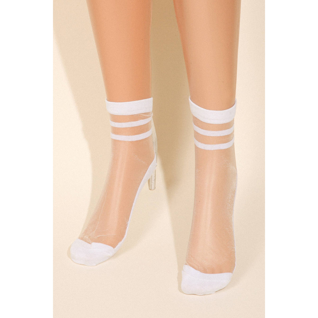 Triple Striped Sheer Ankle Socks