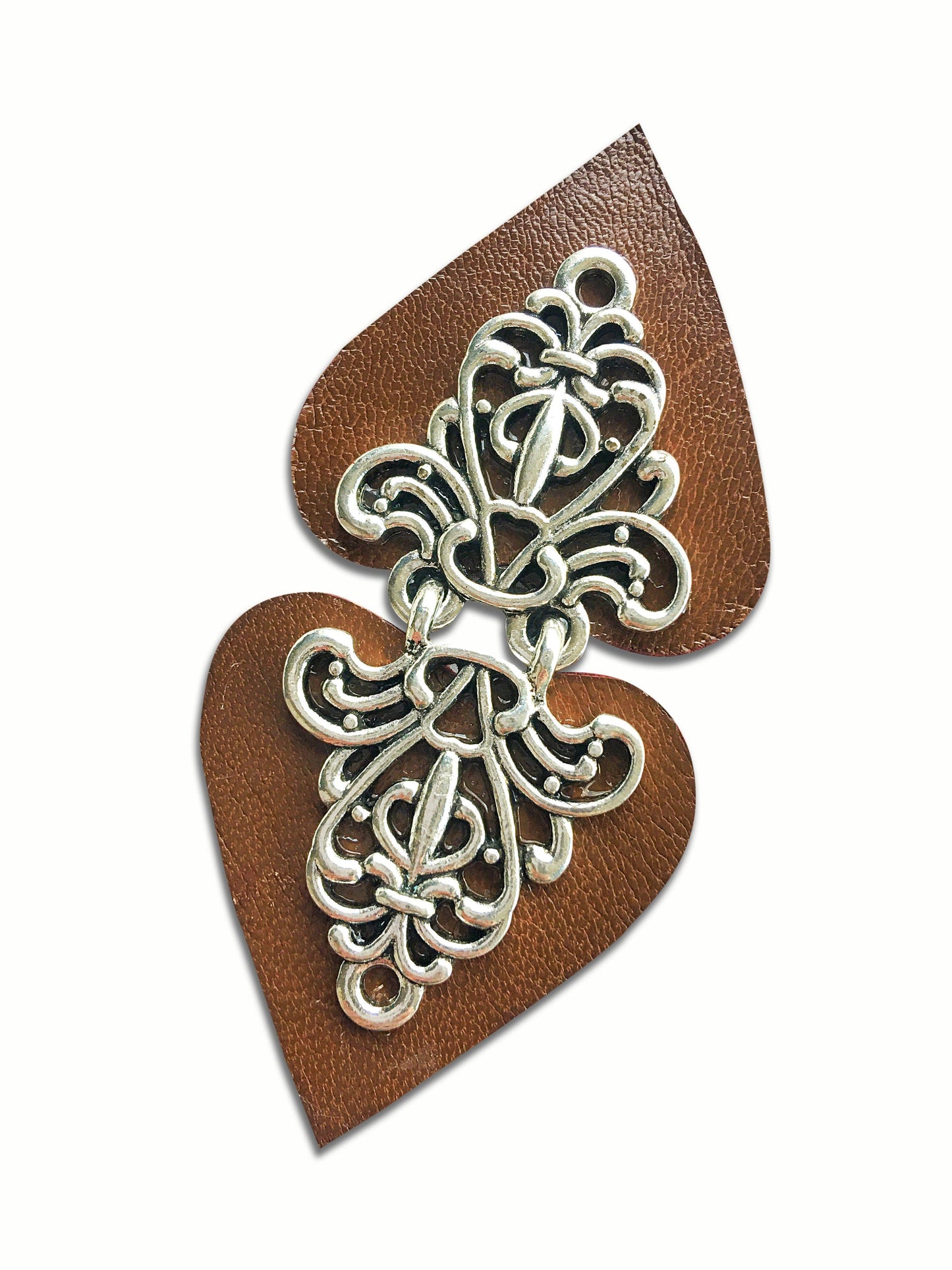 Payton- Silver on Brown Leather Clothing Clasp