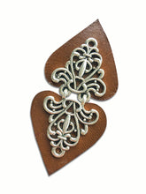 Load image into Gallery viewer, Payton- Silver on Brown Leather Clothing Clasp
