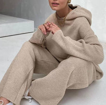 Load image into Gallery viewer, Knitted hoodie and pant two piece set outfits
