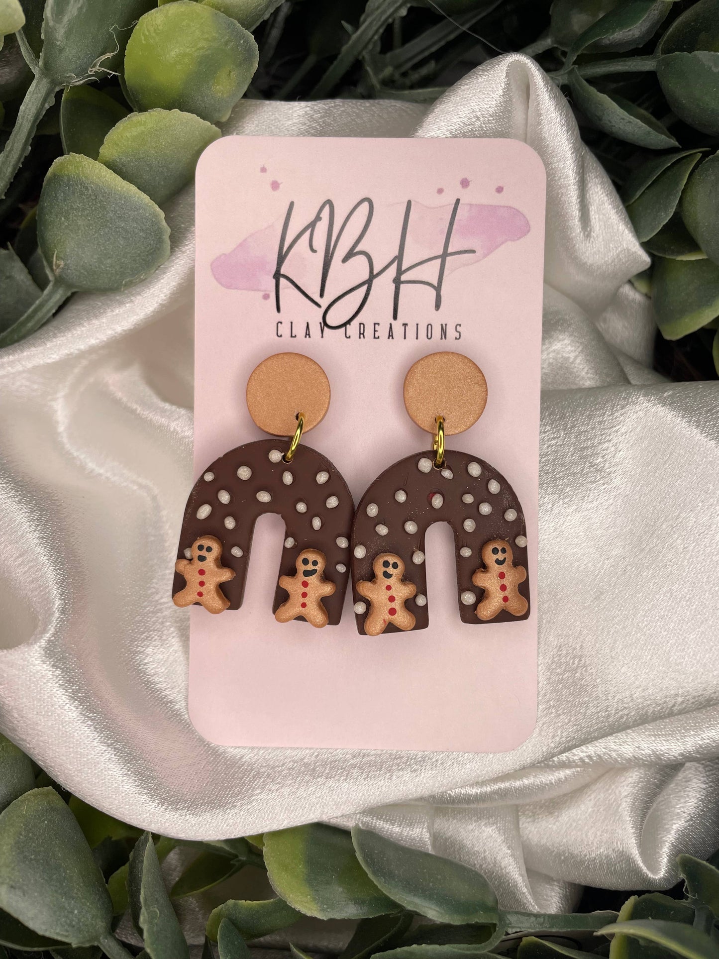 Arch Ginger Bread Dangle Clay Earrings