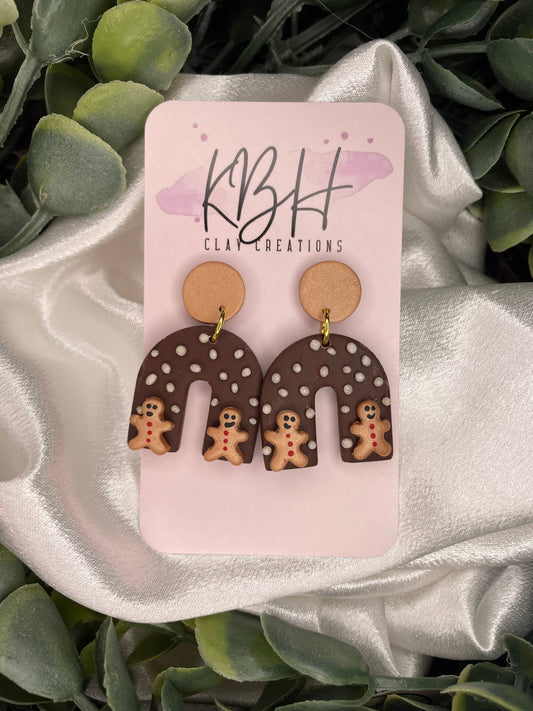 Arch Ginger Bread Dangle Clay Earrings
