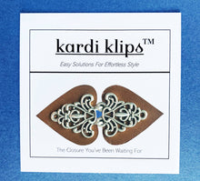 Load image into Gallery viewer, Payton- Silver on Brown Leather Clothing Clasp
