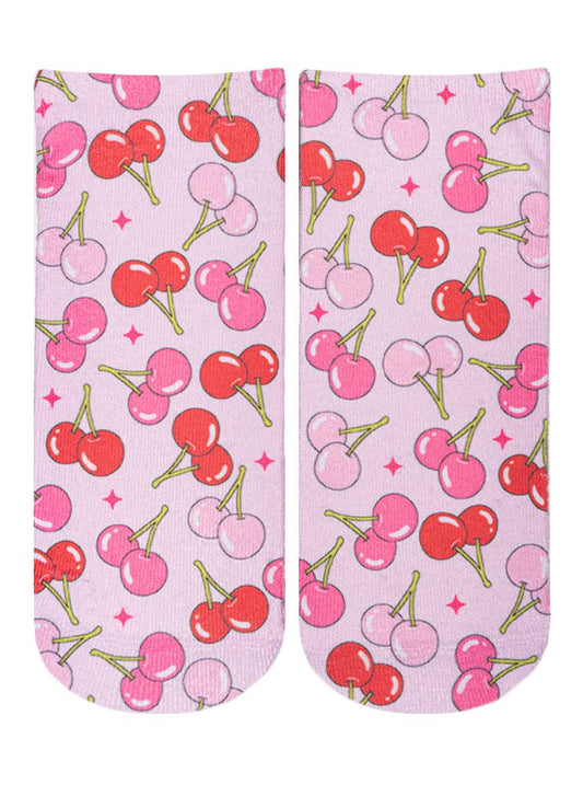 Graphic Ankle Socks - Classic Cherries - Pink