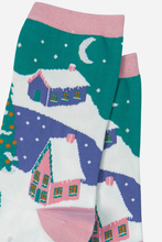 Load image into Gallery viewer, Christmas Village print Bamboo Print Socks
