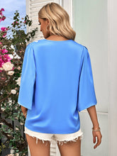 Load image into Gallery viewer, Satin Half Sleeve V Neck Blouse
