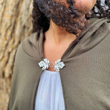 Load image into Gallery viewer, Katlyn - Silver Metal, Double Leaf Clothing Clasp
