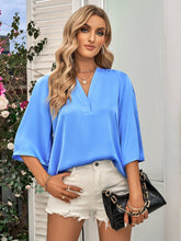 Load image into Gallery viewer, Satin Half Sleeve V Neck Blouse
