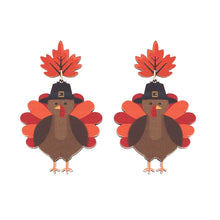 Load image into Gallery viewer, Autumn Leaf Thanksgiving Wooded Earrings
