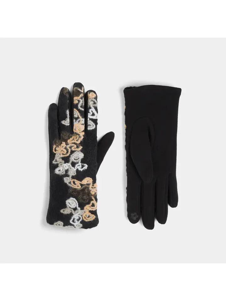 Felted Flower Cascade Touchscreen Gloves