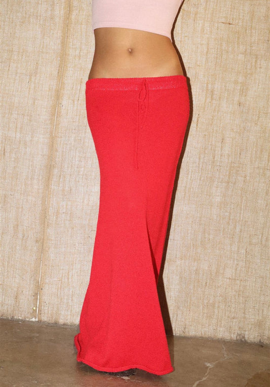 Knit Sweater Skirt in Red