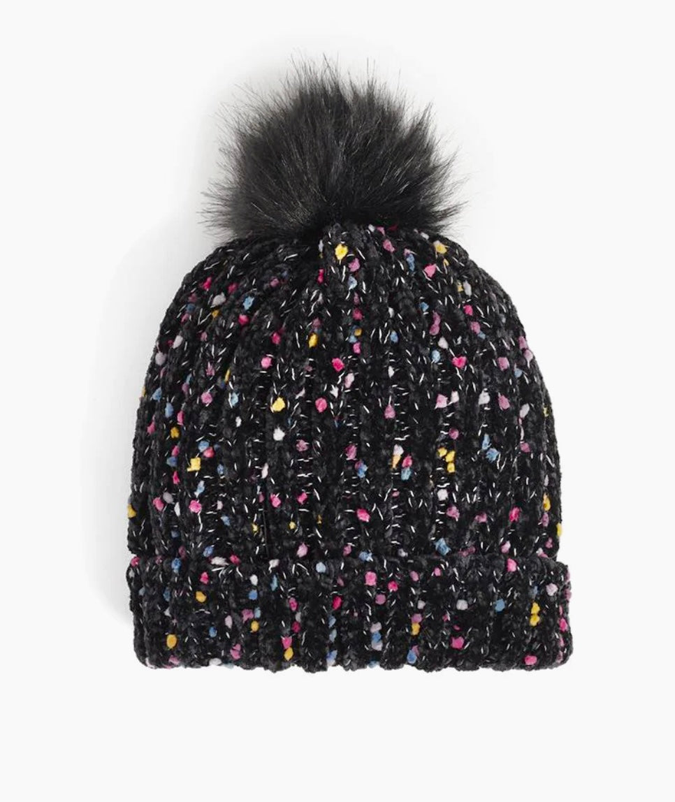 Speckled Chenille Hat w/ Pom