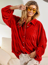 Load image into Gallery viewer, Wrinkle Effect Velvet Button Up
