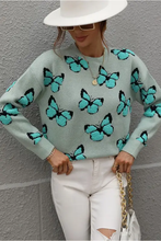 Load image into Gallery viewer, BUTTERFLY PRINTING LONG SLEEVE CASUAL SWEATER
