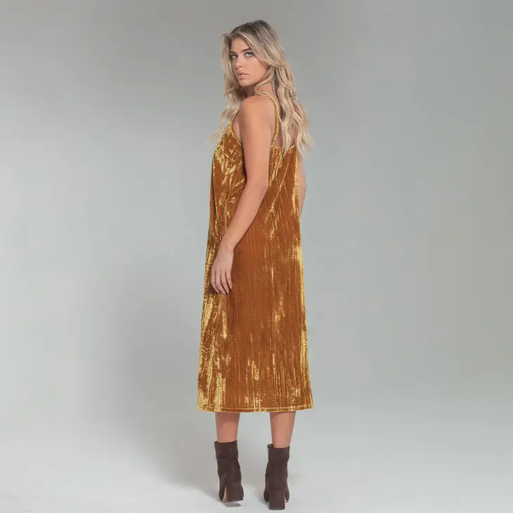 Crushed Velvet Tank Dress With Pockets