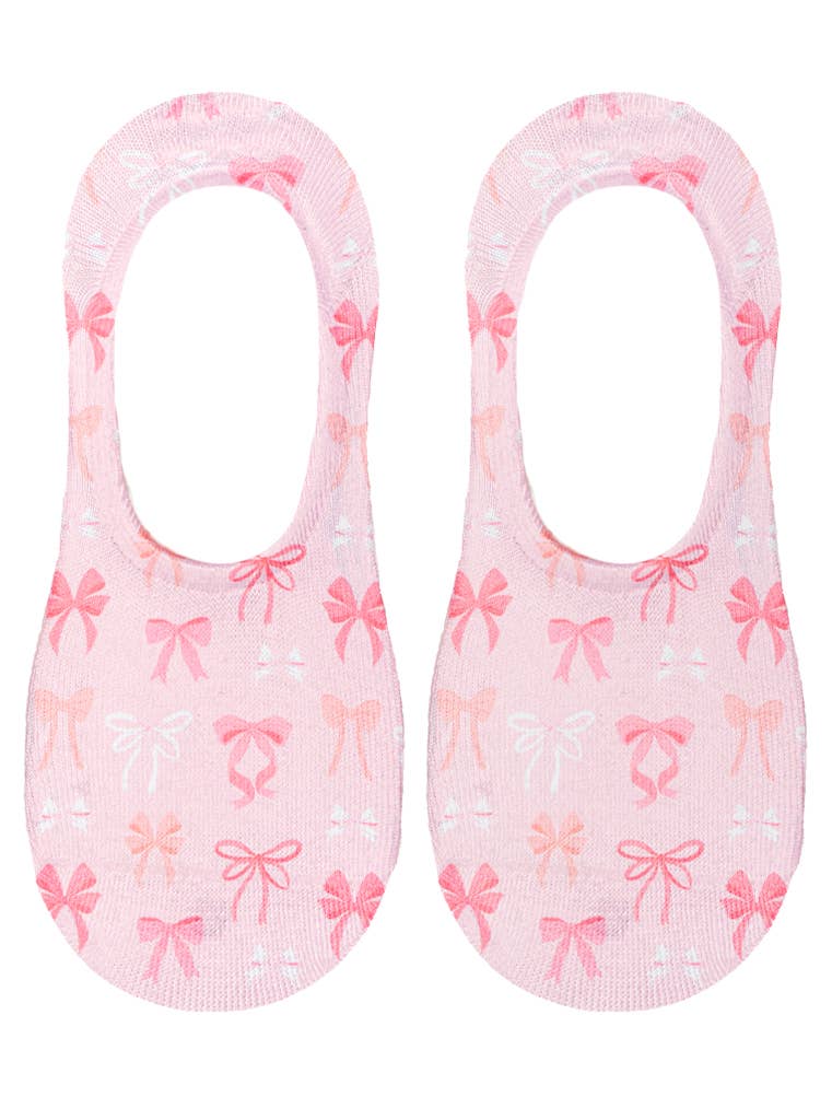 No-Show Liner Socks - Ribbon Bows - Pink