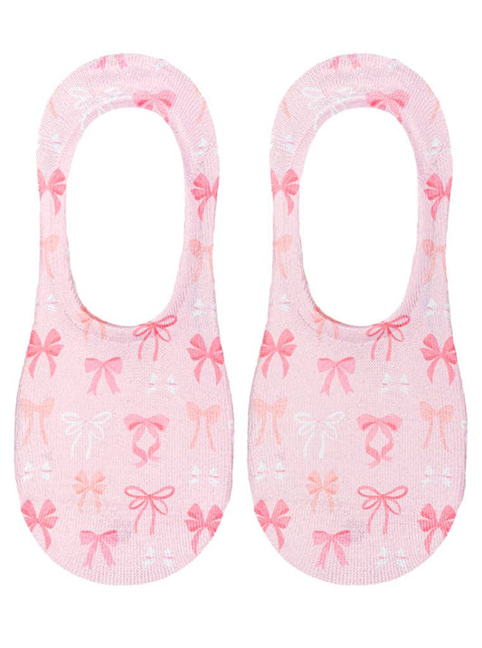 No-Show Liner Socks - Ribbon Bows - Pink