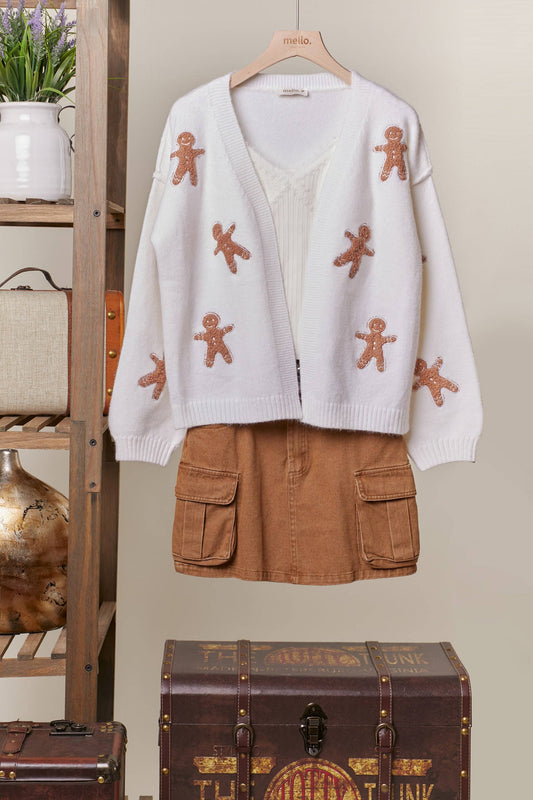 Gingerbread Man Patch Cardigan