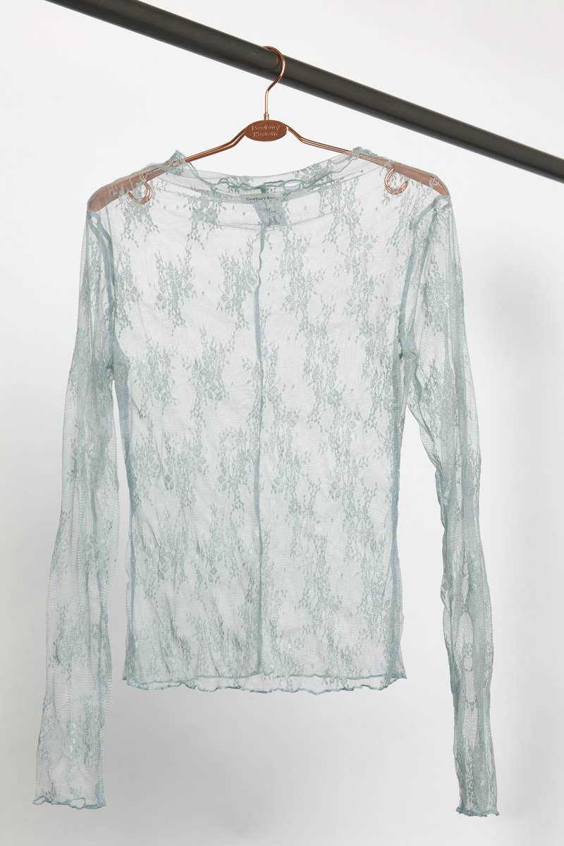Long Sleeve Sheer Lace Mesh Top