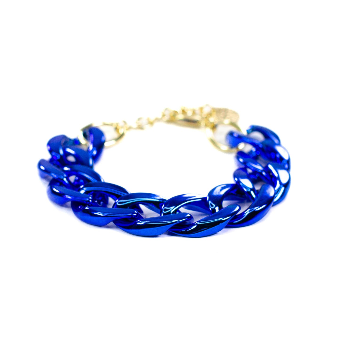 Metallic Royal Blue Chunky Acrylic Chain Link Bracelet