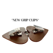 Load image into Gallery viewer, Payton- Silver on Brown Leather Clothing Clasp
