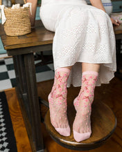 Load image into Gallery viewer, Cherry Blossom Sheer Crew Sock
