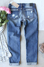 Load image into Gallery viewer, Sky Blue Valentine&#39;s Day Heart Patchwork Distressed Jeans
