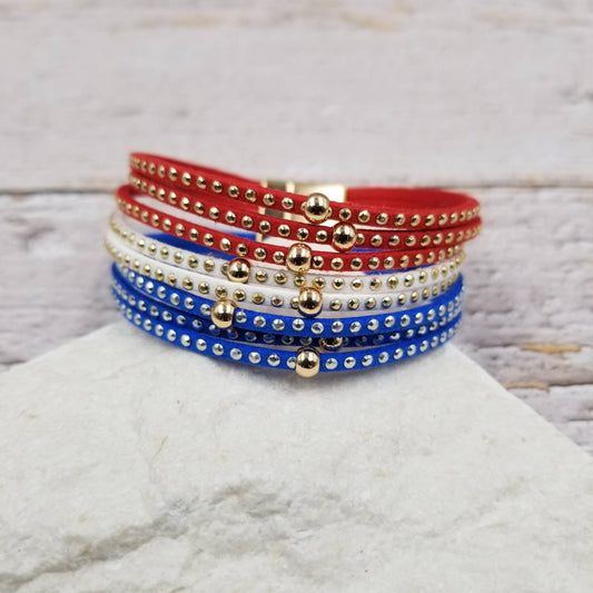 4th of July Patriotic Leather Magnetic Bracelet