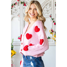 Load image into Gallery viewer, Fluffy Hearts Pom Pom Cardigan
