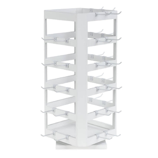 Square Wood Jewelry Spinner (Comes with 40 hooks)