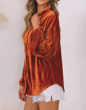 Load image into Gallery viewer, Crinkle Velvet Lantern Sleeve Shirt
