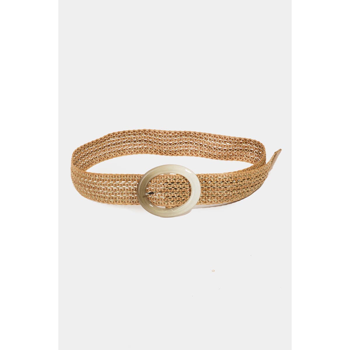 Intricate Mesh Braid Oval Hoop Buckle Belt