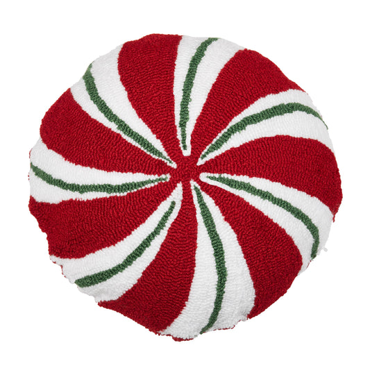 Christmas Peppermint Shaped With Green Throw Pillow