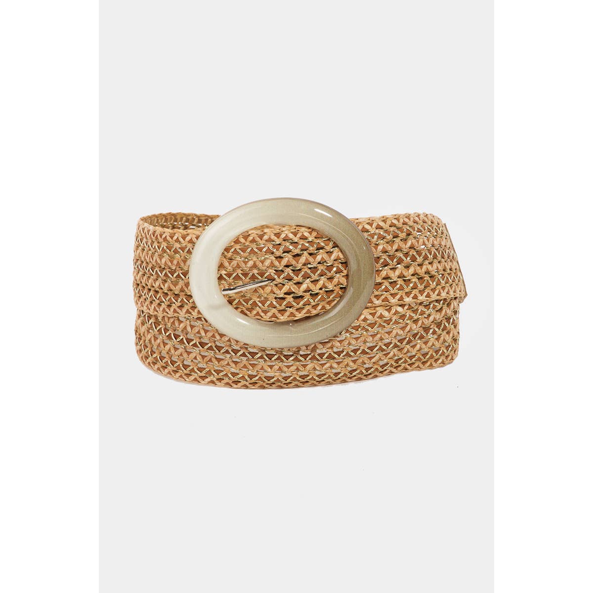 Intricate Mesh Braid Oval Hoop Buckle Belt