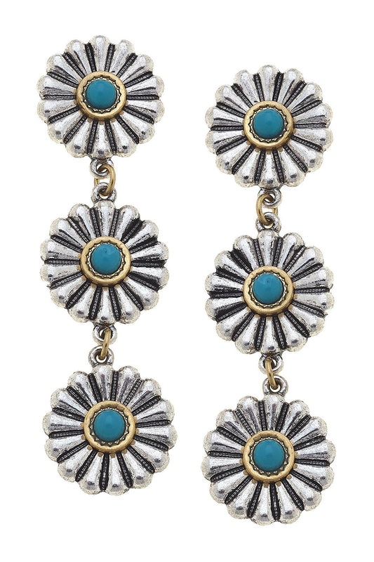 Monica Concho Earrings in Two Tone & Turquoise