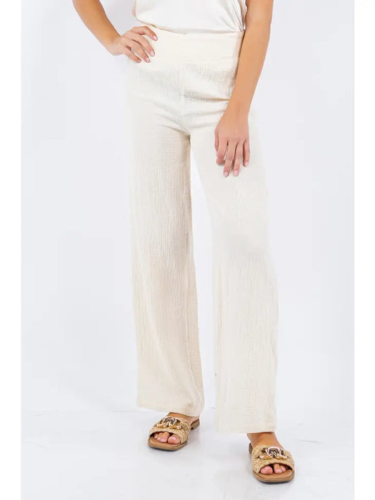 Wide Waist Gauze Pants